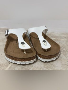 Birkenstock Women's Gizeh Birko-Flor In White Color, Regular/Wide Fit (Size 37)